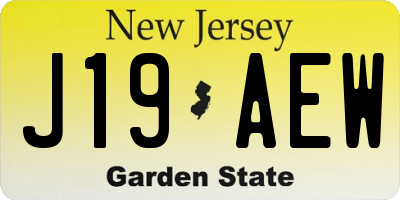 NJ license plate J19AEW