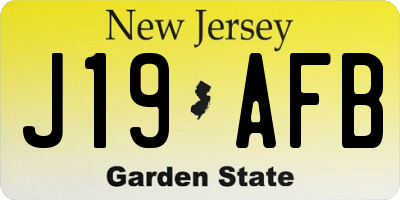 NJ license plate J19AFB