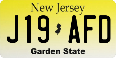 NJ license plate J19AFD
