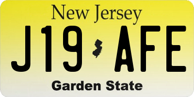 NJ license plate J19AFE