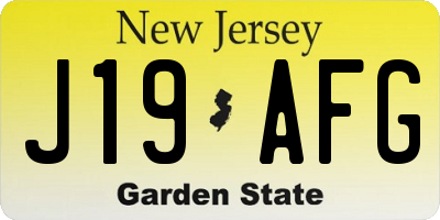 NJ license plate J19AFG