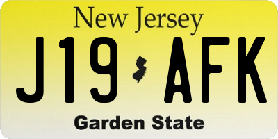 NJ license plate J19AFK