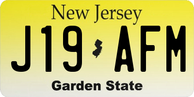 NJ license plate J19AFM