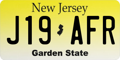 NJ license plate J19AFR