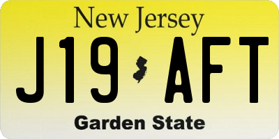 NJ license plate J19AFT