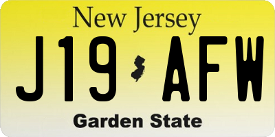 NJ license plate J19AFW