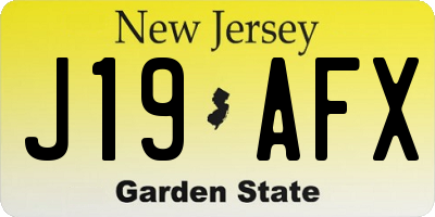 NJ license plate J19AFX