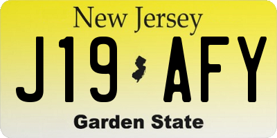 NJ license plate J19AFY