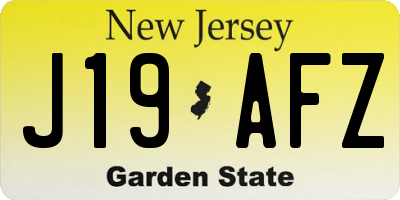 NJ license plate J19AFZ