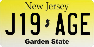NJ license plate J19AGE
