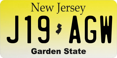 NJ license plate J19AGW