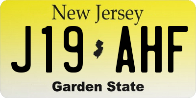 NJ license plate J19AHF