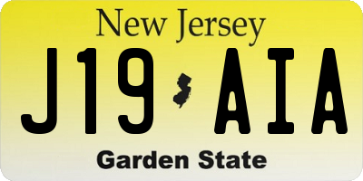 NJ license plate J19AIA