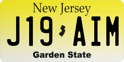 NJ license plate J19AIM