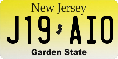 NJ license plate J19AIO