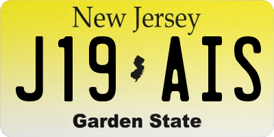 NJ license plate J19AIS