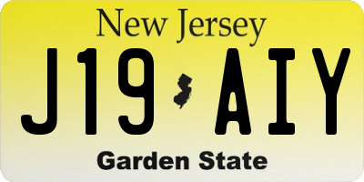 NJ license plate J19AIY