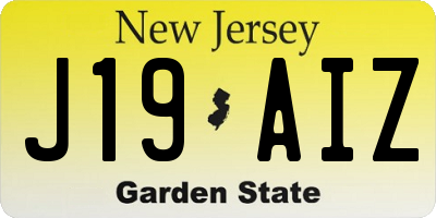 NJ license plate J19AIZ