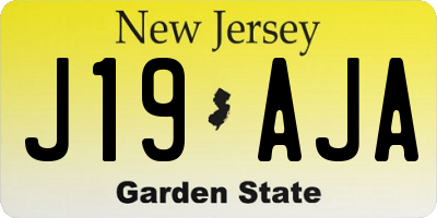 NJ license plate J19AJA
