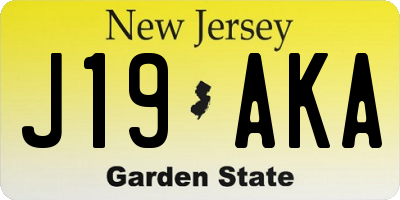 NJ license plate J19AKA