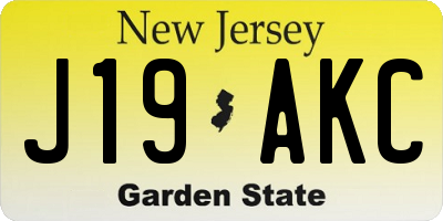 NJ license plate J19AKC