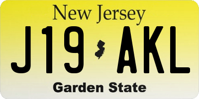 NJ license plate J19AKL