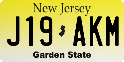 NJ license plate J19AKM