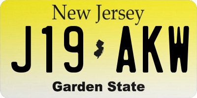 NJ license plate J19AKW