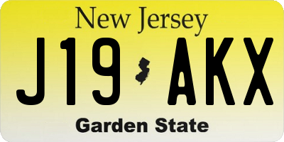 NJ license plate J19AKX