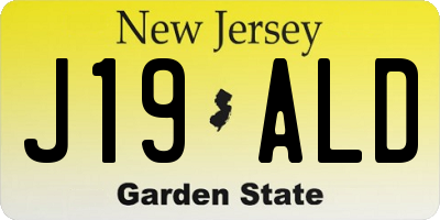 NJ license plate J19ALD