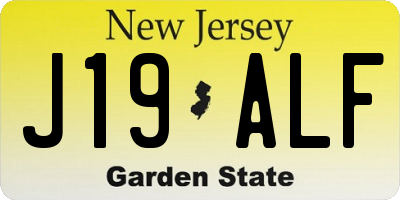 NJ license plate J19ALF