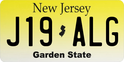NJ license plate J19ALG