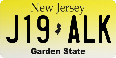 NJ license plate J19ALK
