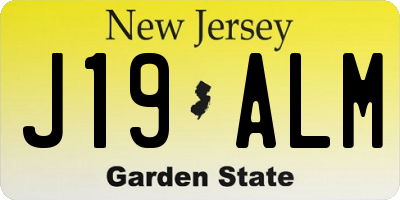 NJ license plate J19ALM