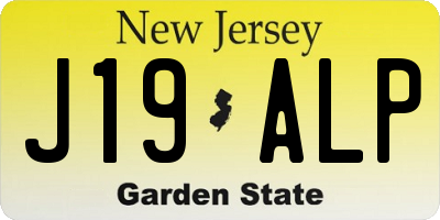 NJ license plate J19ALP