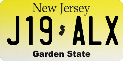NJ license plate J19ALX