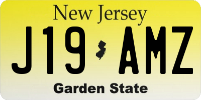 NJ license plate J19AMZ