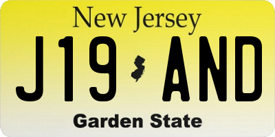 NJ license plate J19AND