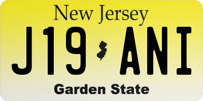NJ license plate J19ANI