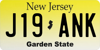 NJ license plate J19ANK