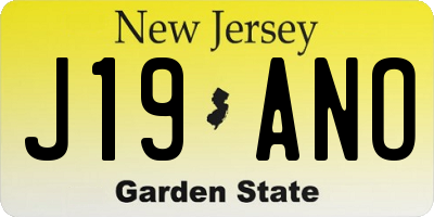 NJ license plate J19ANO
