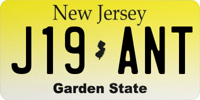 NJ license plate J19ANT
