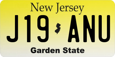 NJ license plate J19ANU