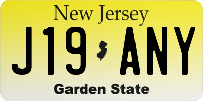NJ license plate J19ANY