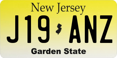 NJ license plate J19ANZ