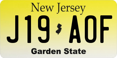 NJ license plate J19AOF