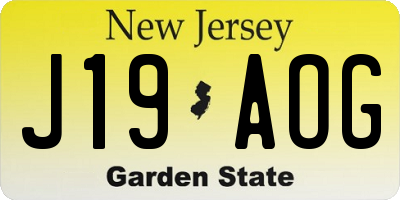 NJ license plate J19AOG