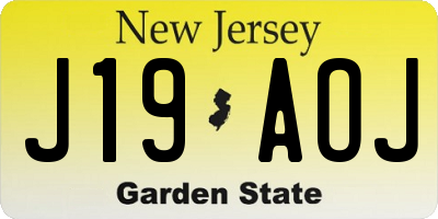NJ license plate J19AOJ