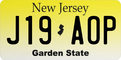 NJ license plate J19AOP