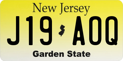 NJ license plate J19AOQ